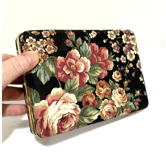 Vintage Storage & Organization Vintage Travel Jewelry Box Pink Floral Fabric Cottagecore
